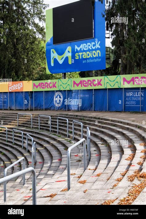 Stand and Merck Stadion sign at SV Darmstadt 98 German football club ...