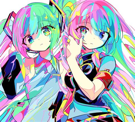 初音ミク「mikuandluka初音ミク 巡音ルカ 」香咲さくらのイラスト