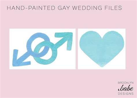 Hand Painted Men Icon Interlocking Gay Love Watercolor Etsy