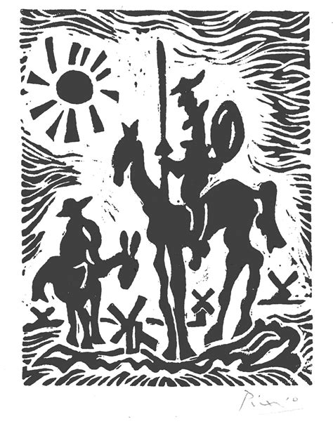 Pablo Picasso Don Quixote Original Hand Signed Limited Edition Linocut