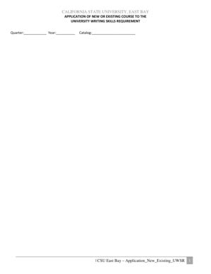 Fillable Online Csueastbay Application Of New Or Existing Course