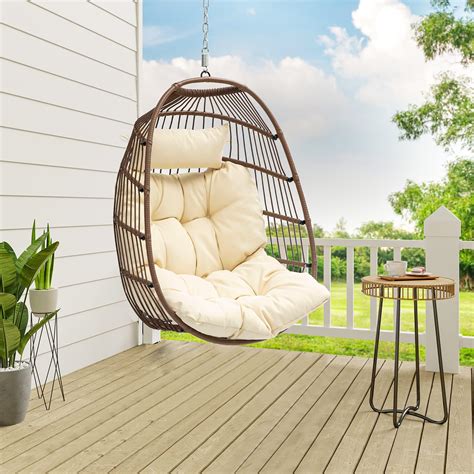 Wicker Rattan Hanging Egg Chair Without Stand Outdoor