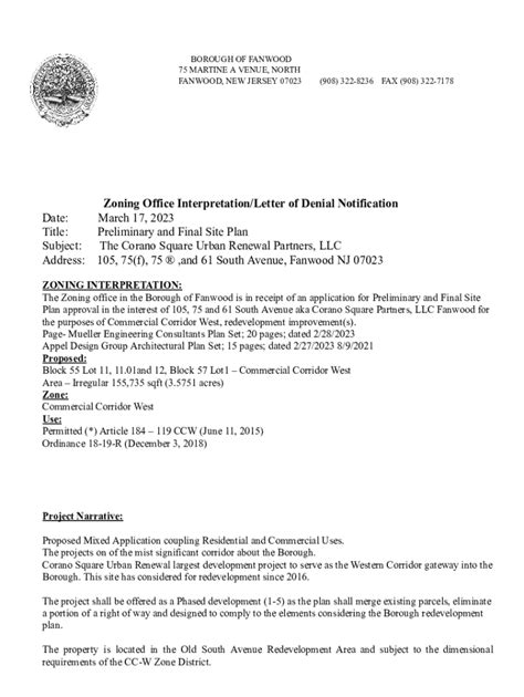 Fillable Online Zoning Office Interpretationletter Of Denial Fax Email Print Pdffiller