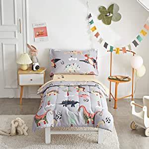 Uozzi Bedding Juego De Ropa De Cama De Piezas De Dinosaurios Grises