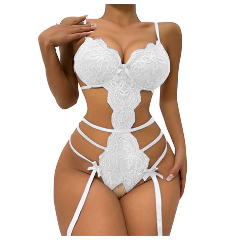 White Lingerie For Women Fashion Print Mesh Lingerie Lace Lingerie