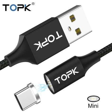 TOPK F Mini2 Magnetic Cable USB Type C Cable Nylon Braided LED ...