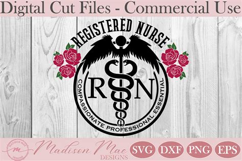 Registered Nurse Symbol With Roses Svg Rn Svg Medical Svg 559646