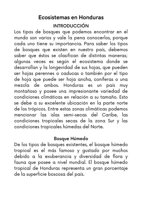 Ecosistemas en Honduras Información Ecosistemas en Honduras