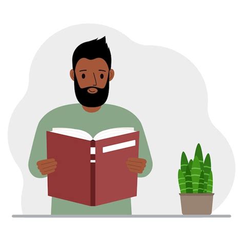 Man Reading Book Vector Clipart