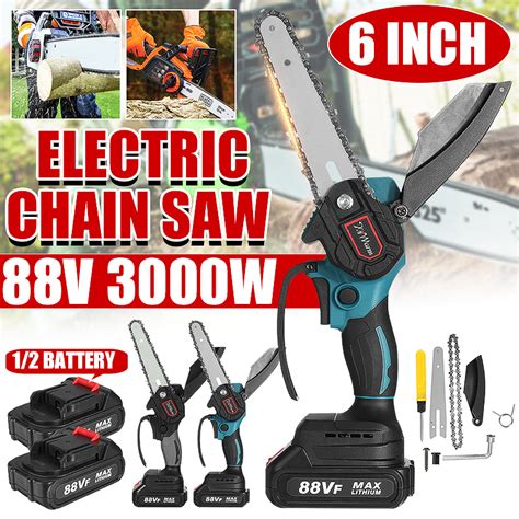 3000w 8 Inch 88v Mini Electric Chain Saw Cordless Pruning Chainsaw Woodworking Cutter Garden