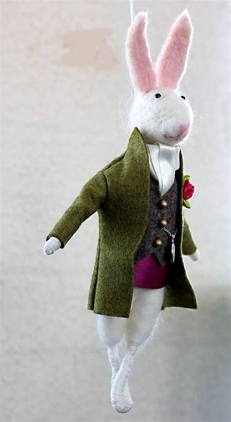 White Rabbit Hand Felted Etsy Hand Felted White Rabbit Fairy Dolls