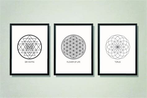 Sacred Geometry Wall Art Flower Of Life Print Sri Yantra Etsy