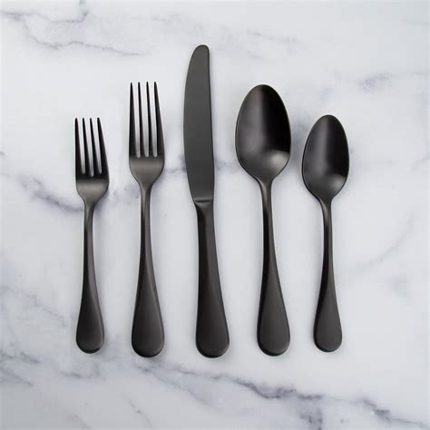 Matte Black Flatware Set | Sophisticated Black Satin 20-Piece Set