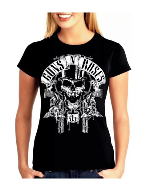 Camiseta Baby Look Feminina Guns N Roses Bandas Rock Elo