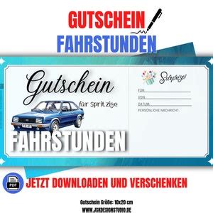 Gutschein für Fahrstunden zum Ausdrucken Führerschein Zuschuss