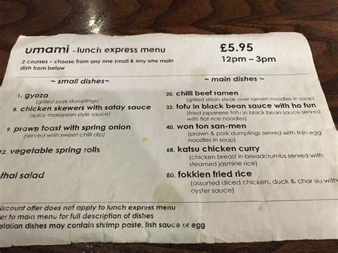 Menu At Umami Restaurant Manchester