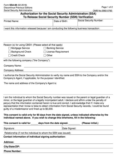 2018 2020 Form Ssa 89 Fill Online Printable Fillable Blank Pdffiller