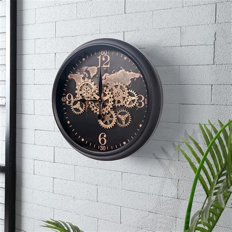 Buy Clxeast Inch Wall Clock With Moving Gears Large Industrial World