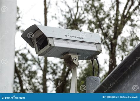 The Old CCTV Security Camera Operating Long Time Stock Photo - Image of private, outdoor: 103809226