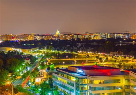 Washington DC Night Photography Aerial View. Washington Congress at ...