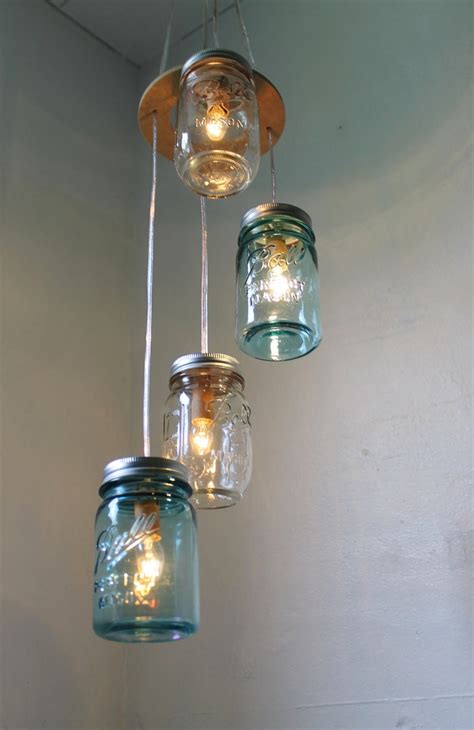 Mason Jar Chandelier Light Spiral Mason Jar Pendant Lighting Etsy