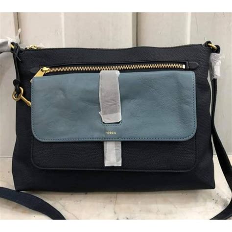 Jual Tas Fossil Kinley Large Crossbody Colorblock Navy Original