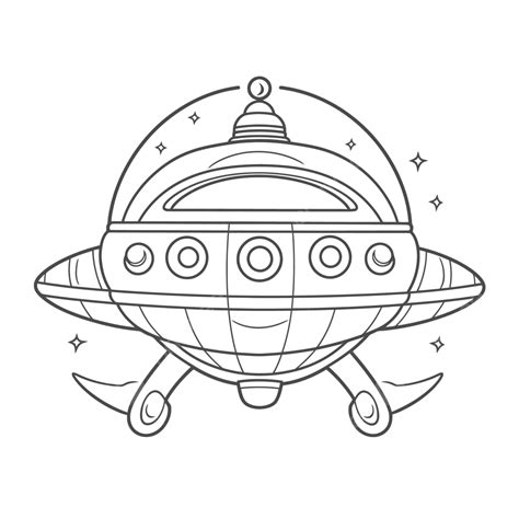 Un Dibujo A Tinta De Un Esbozo De Nave Espacial Ovni Vector PNG