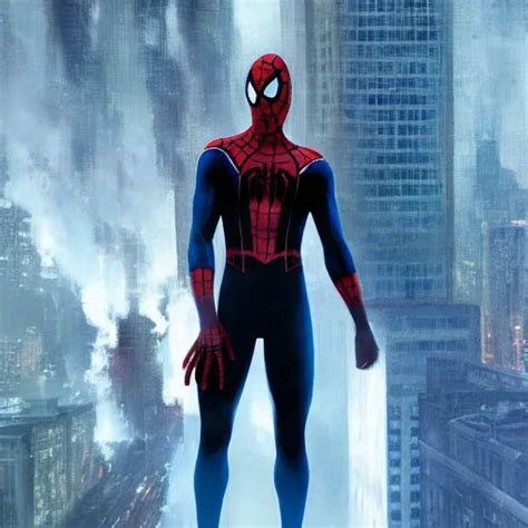 Ryan Reynolds As A Black And Blue Suit Spider Man Stable Diffusion