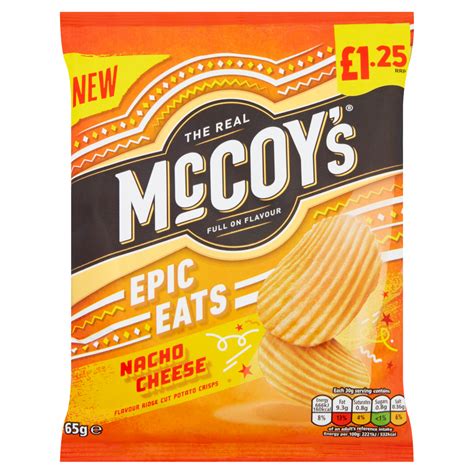 Mccoy S Epic Eats Nacho Cheese Flavour Ridge Cut Potato Crisps G