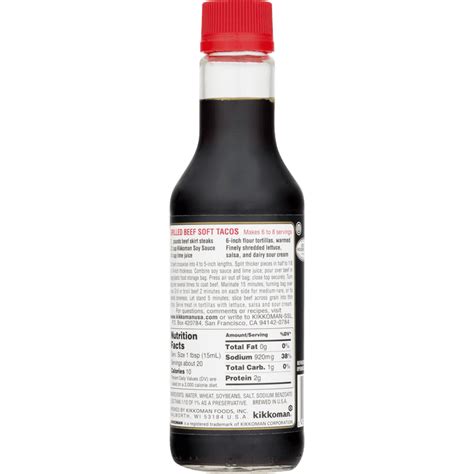 Kikkoman Soy Sauce Nutrition Label