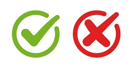 Green Check Mark And Red Cross Mark In Circle Vector Art At