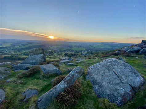 Sunset In Valley Of Peak District Stock Photo Image Of Natural