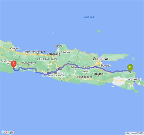 Jarak Dan Durasi Perjalanan Antara Kab Pangandaran Dan Kab Situbondo