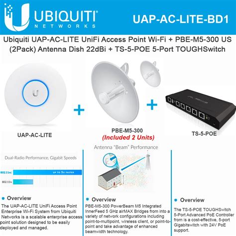 Ubiquiti UniFi AP AC UAP AC LITE US W PowerBeam M5 PBE M5 300 2 Pack