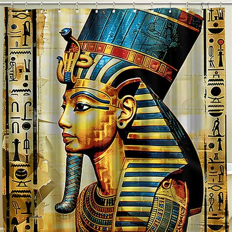 Exquisite Ancient Egyptian Pharaoh Shower Curtain Vibrant Detailed