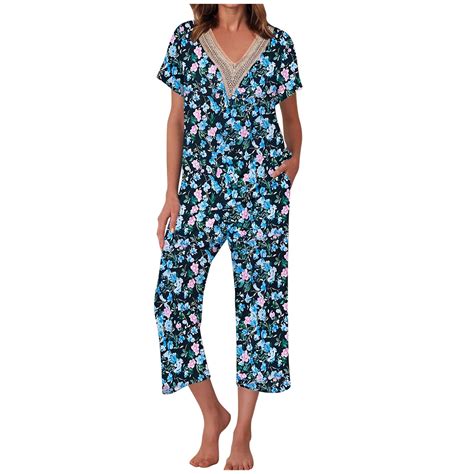 Dovford Womens Capri Pajama Set 2 Piece Sets For Women Summer Short