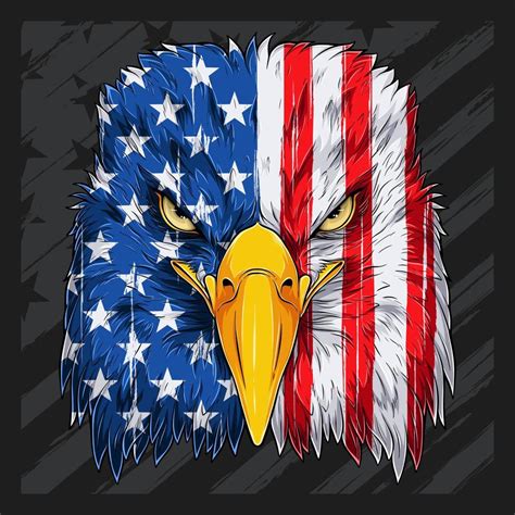 Bald Eagle Head With USA Flag Pattern For 4th Of July American