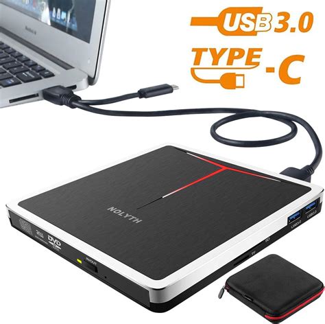 NOLYTH External CD DVD Drive 5 In 1 USB3 0 USB C CD DVD RW Drive CD