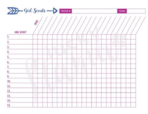 Printable Girl Scout Attendance Sheet - Etsy | Attendance sheet, Girl ...