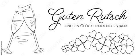 Silvester Banner mit Klee Weiß Schwarz Stock Vektorgrafik Adobe