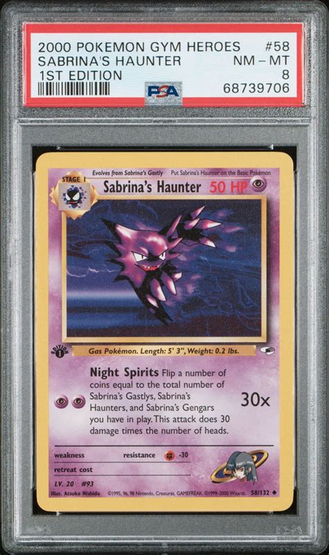 2000 Pokemon Gym Heroes 58 Sabrinas Haunter 1st Edition Psa 8 Gamestop