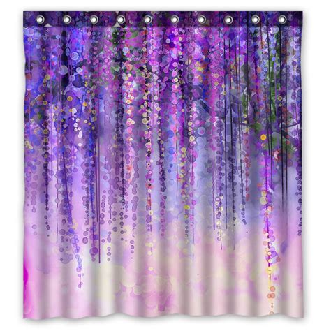 Ykcg Wisteria Flowers Tree Purple Violet Floral Waterproof Fabric Bathroom Shower Curtain 66x72