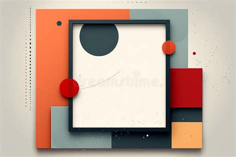 Abstract Background With A Square Frame And Red Orange And Blue Shapes