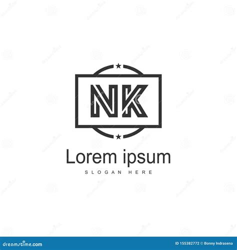 Initial Nk Logo Template With Modern Frame Minimalist Nk Letter Logo