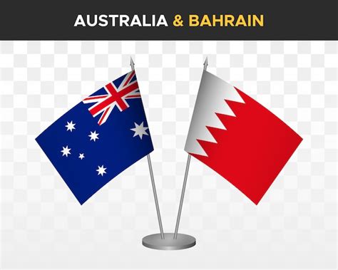 Premium Vector Australia Vs Bahrain Desk Flags Mockup Isolated 3d