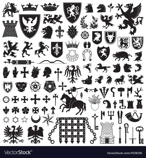 Heraldic symbols and elements Royalty Free Vector Image