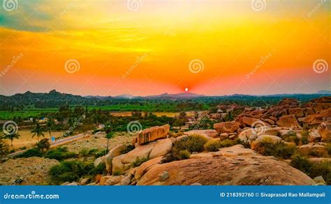 Mesmerising Sunset In The Ruins Of Ancient Vijayanagara Empire Hampi