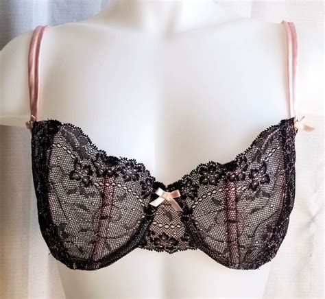 Victoria S Secret 36D Vintage Sexy Unlined Bra Black Gem