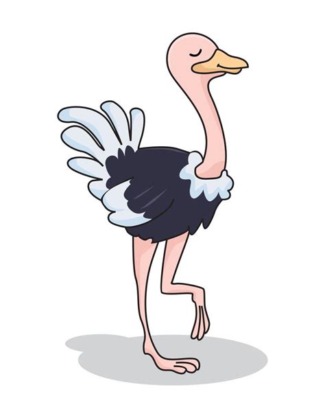 Ostrich Cartoon Cute Animals Illustration 3513756 Vector Art At Vecteezy