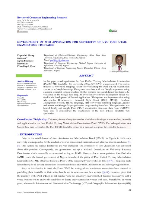 Pdf Development Of Web Application For University Of Uyo Post Utme